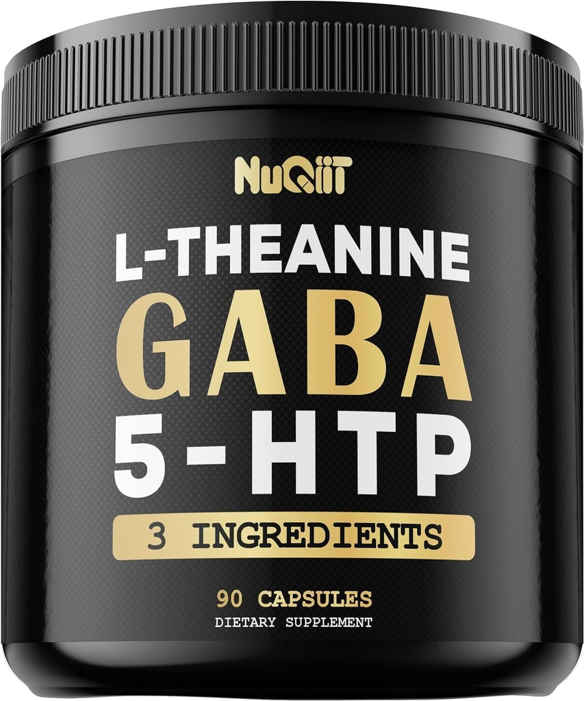3in1 GABA Συμπληρώματα 750mg L-Θεανίνη 200mg & 5-HTP (5-υδροξυτρυπτοφάνη) - Ισοδύναμο με 1000mg - Υποστήριξη Εγκεφαλική Υγεία, Συγκέντρωση, Άνετη διάθεση - 90 Κάψουλες