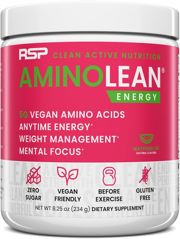 RSP Beslenme AminoLean Pre Workout Toz, Amino Enerji ve Kilo Yönetimi BCAA Amino Asits & Natural Caffeine, Preworkout Boost for Men & Women, 30 Serv