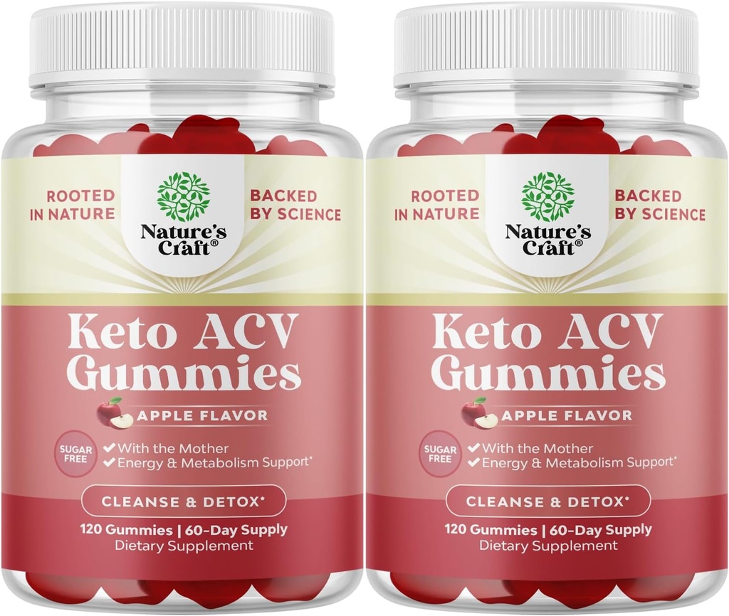 Keto ACV Gummies for Advanced Μεταβολισμός Υποστήριξη με τη μητέρα - Χωρίς ζάχαρη ACV Keto Gummies for Body Cleanse and Detox - Apple Cider Vinegar Detox Συμπλήρωμα για γυναίκες & άνδρες - 120 μάσημα x2
