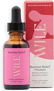WILE Burnout Relief Drops for Women, Energy Tincture & Mood Support Supplement with Ashwagandha, Rhodiola & Bacopa, Stress Support Tincture for Physical & Mental Signs of Stress, 1fl oz