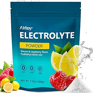 Airboy Electrolytes Toz No Sugar, Keto Electrolyte Mix, 1000 mg of Pyum, Low sodyum, Lemon Raspberry Flavor Hydration Drink Supplement for Dehidrasyon Relief and Rehidr, 32Servings