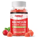 Magnezyum Glycinate Gummies - Şeker Ücretsiz Magnezyum Pyum Vitamin D, B6, CoQ10 Calm Mood & Sleep Support - 60 Strawberry Chews