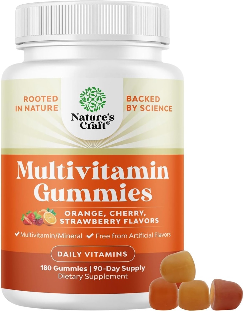 Potent Daily Multivitamin Gummies for Yetişkinler - Vitamin D A C E B12 çinko ve Biotin - Enerji ve Immune Health - Non-GMO Gluten Free ve Halal - 180 Gummies