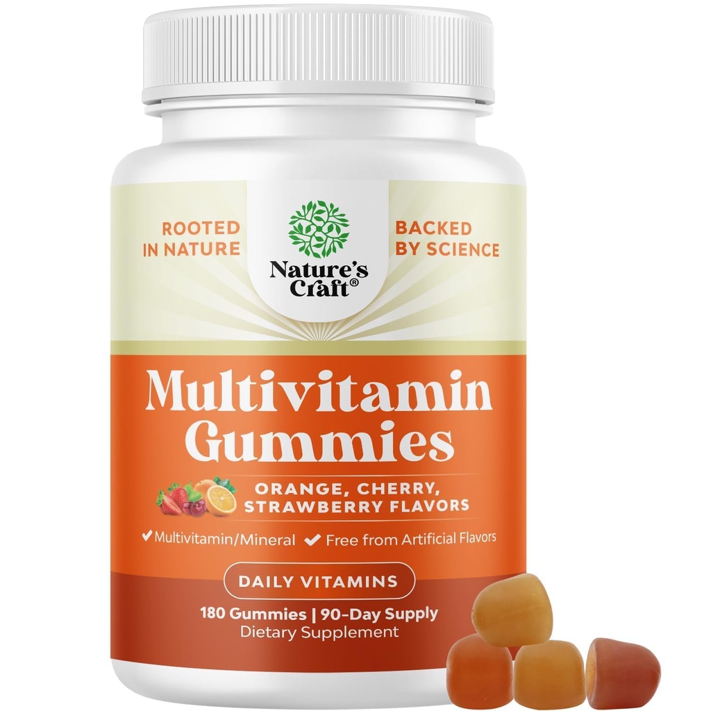 Potent Daily Multivitamin Gummies for Yetişkinler - Vitamin D A C E B12 çinko ve Biotin - Enerji ve Immune Health - Non-GMO Gluten Free ve Halal - 180 Gummies