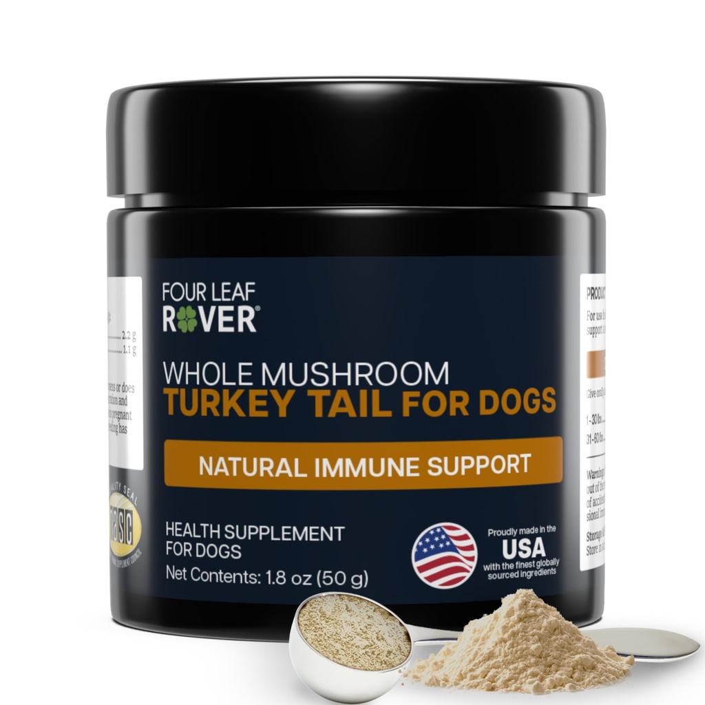 Turkey Tail Mushroom for Dogs - Ολόκληρο, Βιολογικό εκχύλισμα μανιταριών - Πάνω από 50% Beta-Glucan - Third Party Tested, Made in The USA - No Grains No Fillers - 60 Day Large Dog Supply