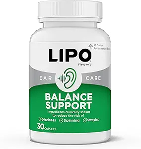 Lipo-Flavonoid Balance Support – Inner Ear Health – Helps Reduce Dizziness, Vertigo-Like Symptoms, Spinning & Swaying – with Ginkgo Biloba, Vitamin D & B Complex, (3 Pack, 30 Caplets)