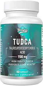 TUDCA 1100 mg-Liver Support Supplement for Detox Cleanse, Water-plastik Bile Salts with Strong Bitter Taste, 60 Vegan Capsules,Non-GMO,Gluten-Free-Free