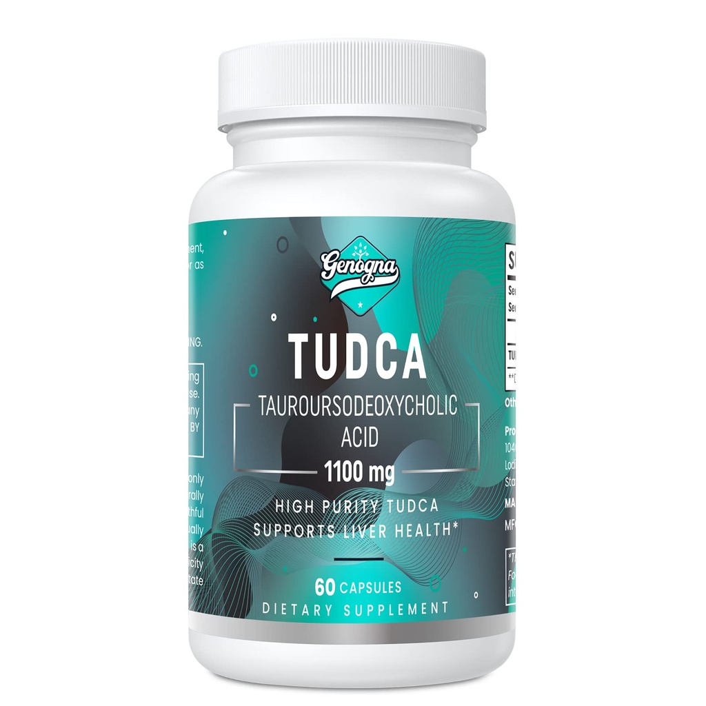 TUDCA 1100 mg-Liver Support Supplement for Detox Cleanse, Water-plastik Bile Salts with Strong Bitter Taste, 60 Vegan Capsules,Non-GMO,Gluten-Free-Free