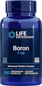 Life Extension Boron 3 mg 180 Veg Caps - Triple Boron Kompleksi, Glycinate, Aspartate - 3 mg Capsules - Vitamin B2 ile Geliştirildi