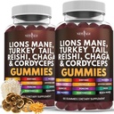 NEW AGE Mushroom Lion's Mane Supplement Gummies - Comprehensive Mushroom Supplement for Cognitive & Immune Support, with Reishi, Cordyceps - 120 Count
