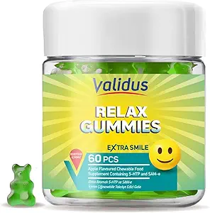 Validus Premium Stress Relief Gummies – 5-HTP 200mg & SAM-e 25mg Βοηθά στη μείωση του στρες & χαλάρωση - Βιταμίνη Υποστήριξη 