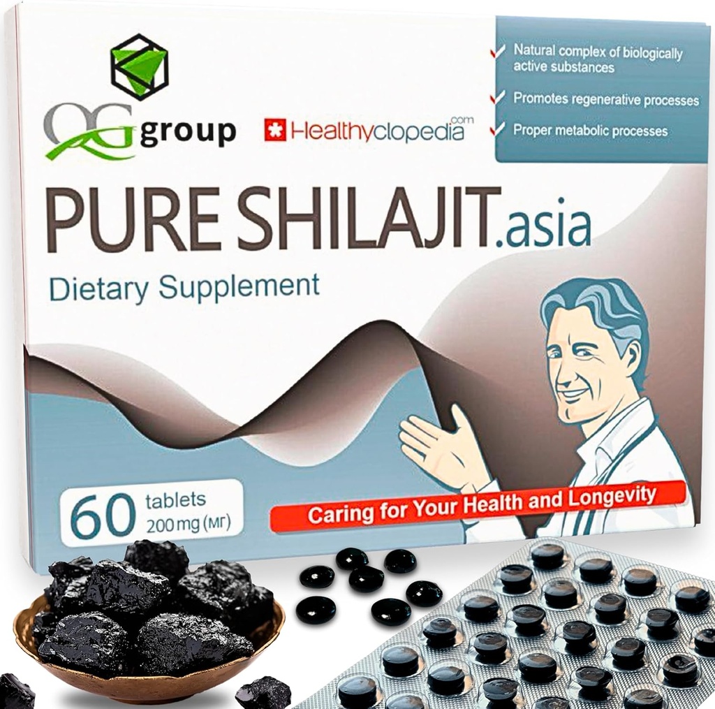 Natural Pure Shilajit Tablets Analog Raw Resin Mumiyo Dry Drops 60 Tablets - 200mg 100% Himalayan Supplement with 85+ Trace Minerals for Energy & Metabolism, Immune Support - Ideal for Men & Women