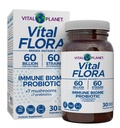 Vital Planet - Vital Flora Immune Support Probiyotik, 60 Milyar CFU, Diverse Strains, Organik Mushroom Supplement Meeting with Prebiyotiks, Digestive Health Probiyotiks for Women and Men 30 Capsules