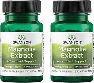 Swanson Magnolia Bark-Herbal Supplement Geleneksel olarak Nervous System & Digestive Health Support-May Propiratory Health & Stress Support (30 Veggie Capsules, 200 mg Her) 2 Pack