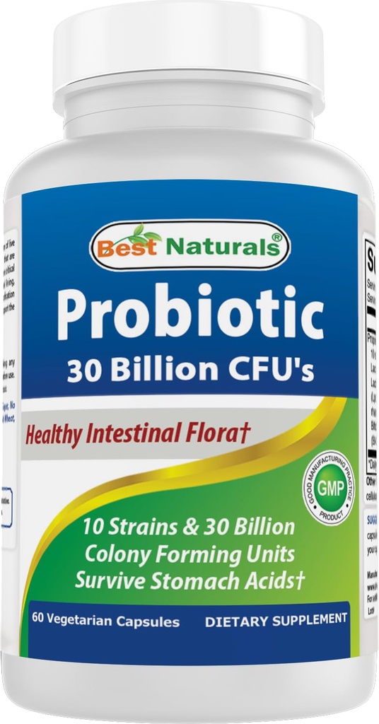 En İyi Doğallar Probiyotik 10 Strains & 30 Milyar CFU Intestinal Flora, 60 Veggie Capsules (60 Kont)