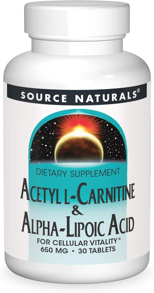 Source Naturals Acetyl L-Carnitine & Alfa-Lipoic Acid 650mg - 30 Tablet