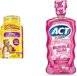 L'il Critters 90 Fiber Gummy Supplement ve ACT Kids 16.9oz Anticavity Fluoride Rinse Sche