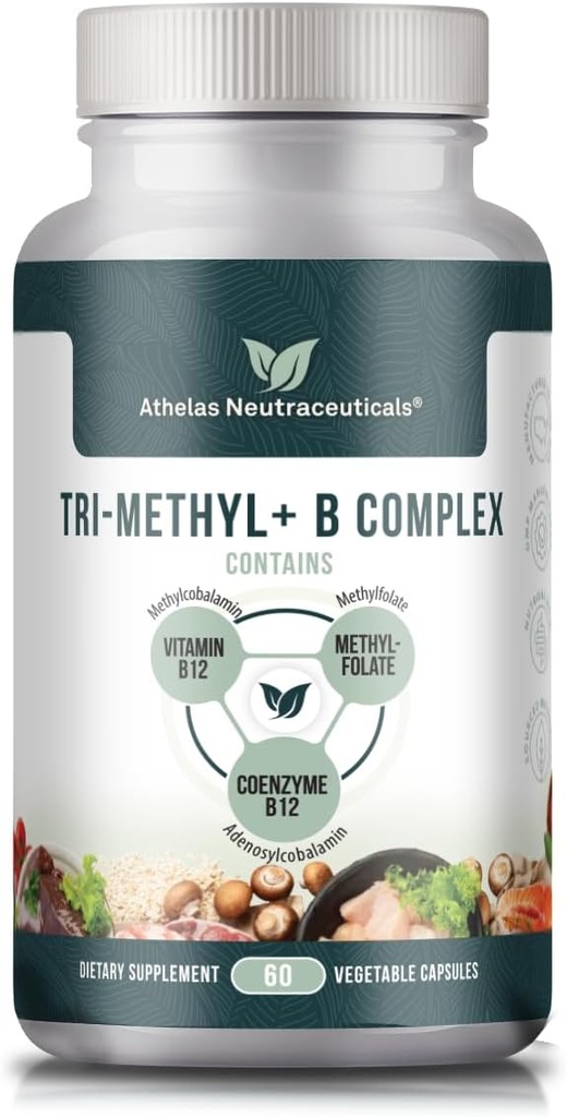 Tri-Methyl+ B Kompleksi B Vitaminleri - Full Spectrum Me Kompleks Vitamini MTHFR için Tamamlanmış B12 Torchcobalamin, Adenosylcobalamin ve Metilfolate