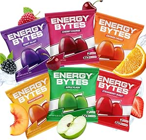 Enerji Bytes Caffeine Gummies | Instant Energy Chews for Run, Bisiklet ve Spor Performansı | Vegan, Low Sugar | Diversity Pack (12-Pack)