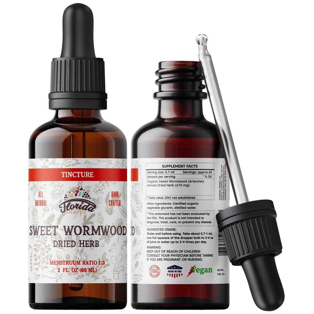 Sweet Wormwood Organic Tincture - Natural Intestinal Cleanse and Digestive Cleanse Supplement - εκχύλισμα βοτάνων Wormwood για Detox - Made in USA - 2 Fl Oz (Sweet Wormwood - 2 Fl Oz)