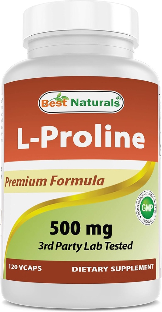 Best Naturals L-προλίνη Amino Acid Dietary Supplement 500 Mg, 120 Count (817716014456)