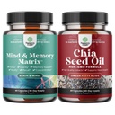 Memory, Focus, Clarity, Energy ve Chia Seed Oil Capsules with Plant Omega 3 6 9 and Fiber for Heart, Digestive & Immune Support
