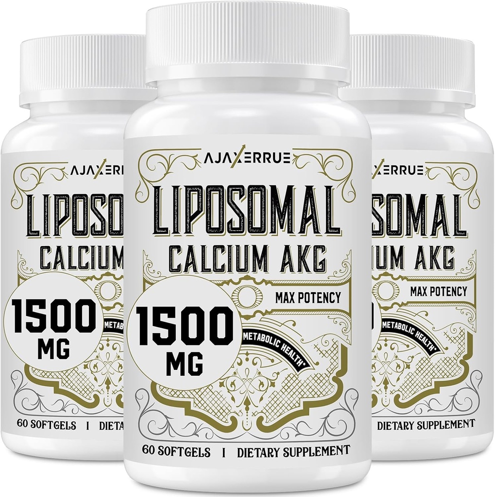 Liposomal Calcium AKG Supplement 1500 MG (Alpha-Ketoglutaric Acid), Υψηλή Απορρόφηση, Πιο Αποτελεσματική από AAKG, Ca AKG για Μακροζωία, Ηλικία Άμυνας, Κυτταρική Ενέργεια, Μεταβολική Λειτουργία, 180 Softgels