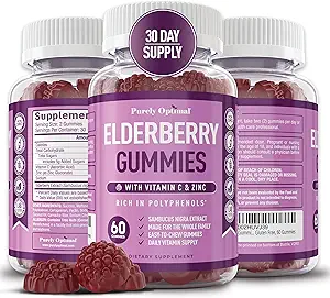 Safly Optimal Yaşlı Gummies - Immune Support Supplement with Vitamin C & Bora, Organik Siyah Yaşlılık, Vegan, Non-GMO, Gluten-Free, 60 Count