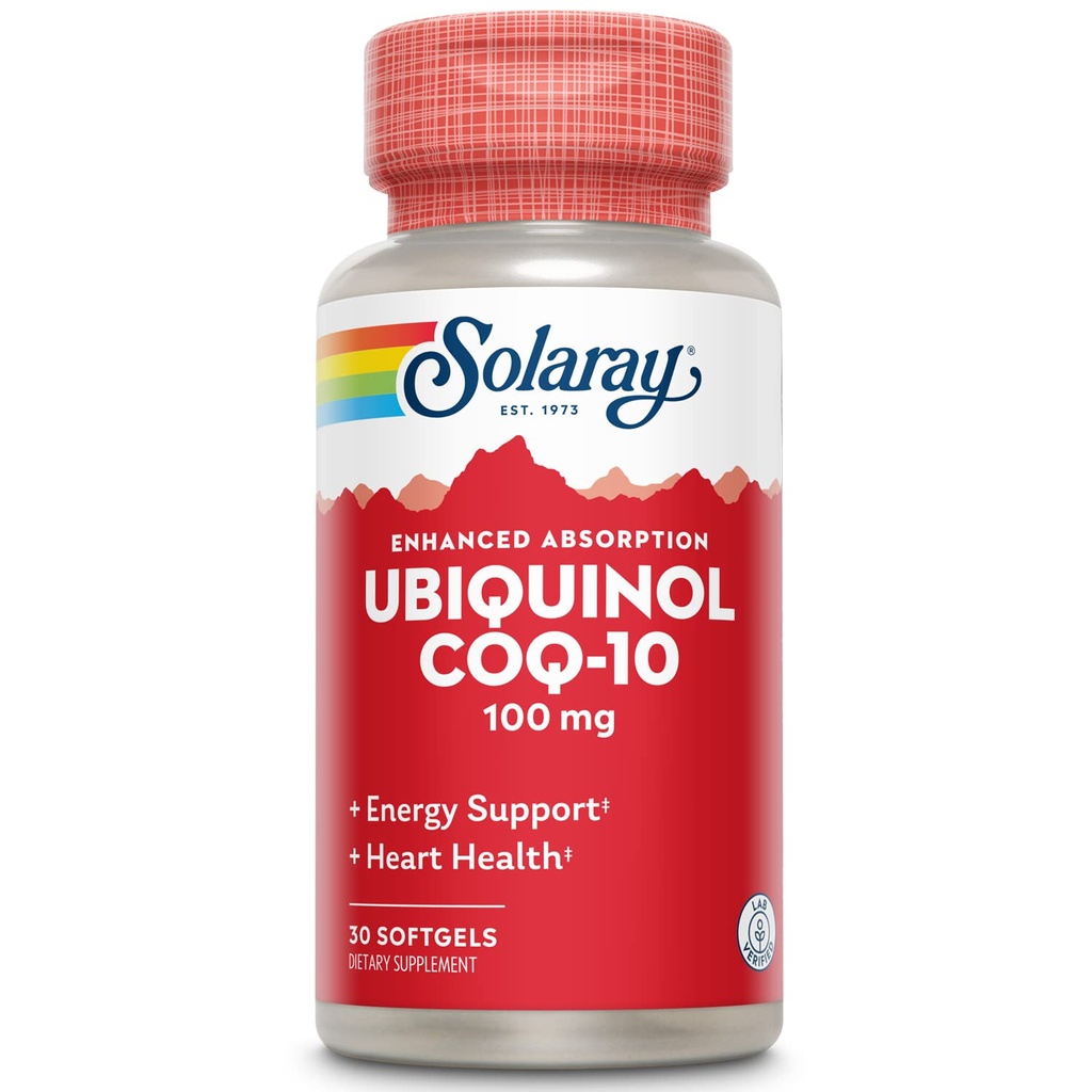 SOLARAY Ubiquinol CoQ-10 100 mg - CoQH2, Μειωμένη CoQ10 για την ενισχυμένη απορρόφηση - Ενέργεια και την καρδιακή υγεία Υποστήριξη - 60 ημερών Εγγύηση - 30 εξυπηρετήσεις, 30 Softgels