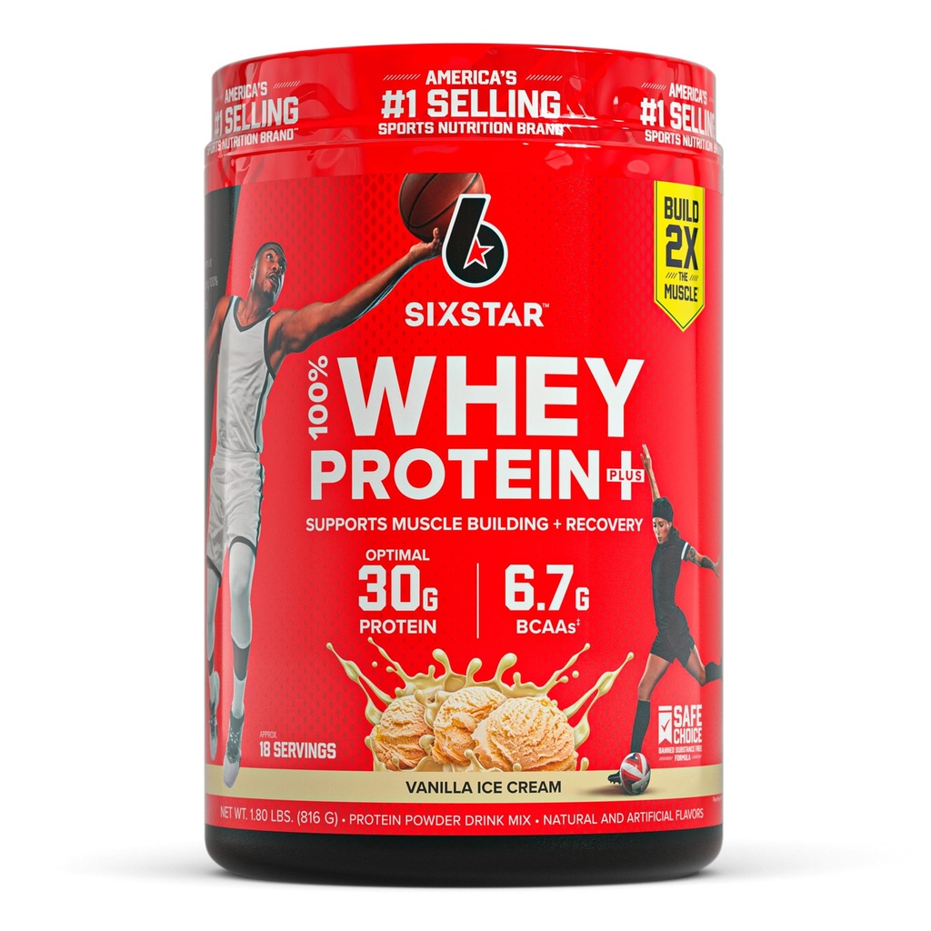 Six Star Whey Protein Toz Plus - Kas Building & Recovery Formula Whey Isolate Toz, BCAAs, 30g Protein, Immune Support - Post-Workout Supplement - Vanilla Cream, 1.8 lbs