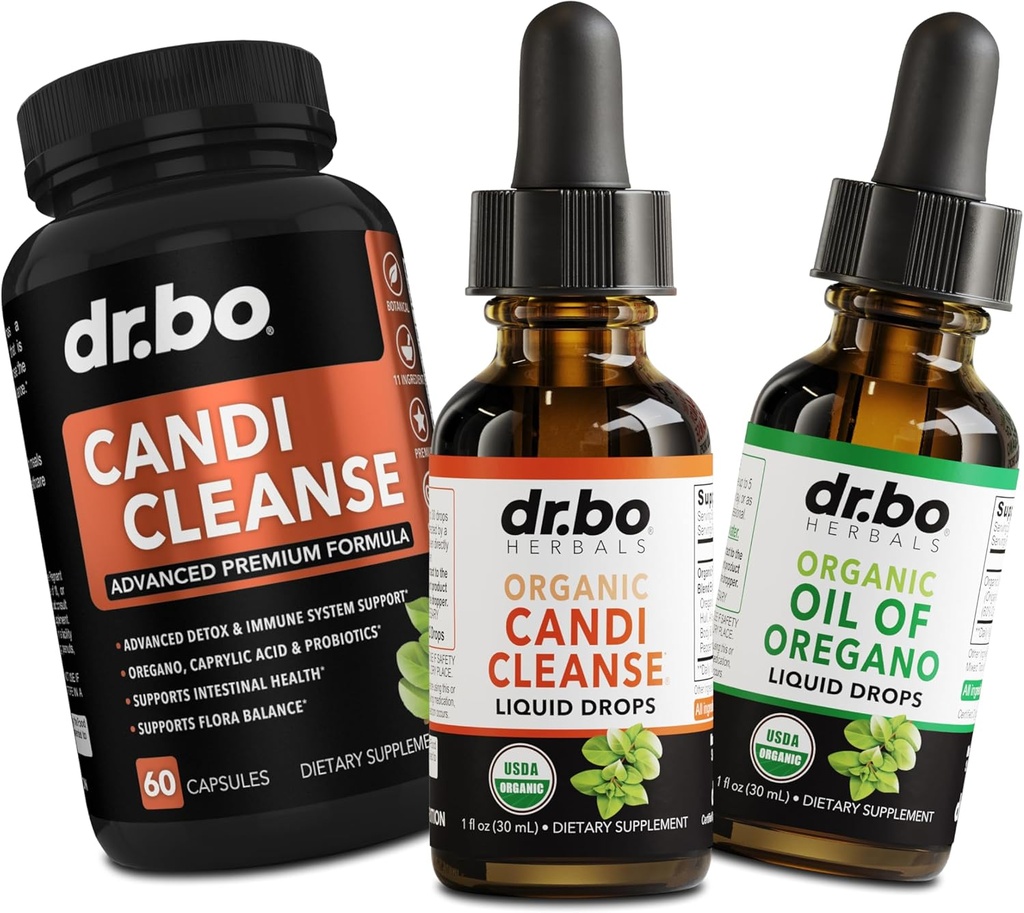 Candi Cleanse & Oregano Oil Drops - Oregano Drops Liquid & Black Walnut Wormwood - Ekstra Güçlü Overgrowth Balance Complex, Natural Oral Gut Cleanser Detox Health Supplements Capsules