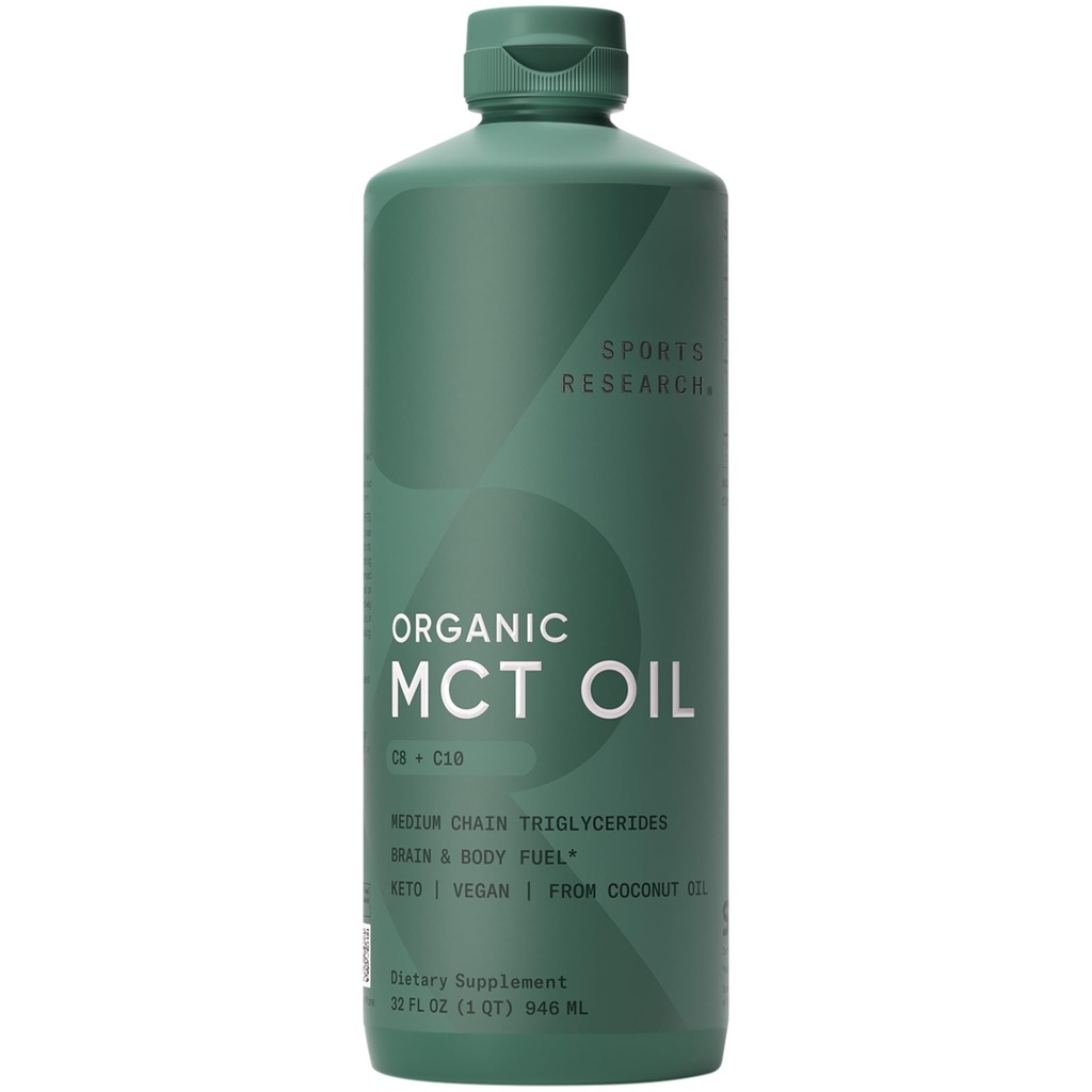 Spor Araştırmaları Organik MCT Petrol - Zhong & Vegan MCTs C8, C10 from Coconuts - Fatty Acid Brain & Body Yakıt, Non-GMO & Gluten Free - Flavorless Oil, Perfect in Coffee, Tea & protein Shakes - 32 ozz