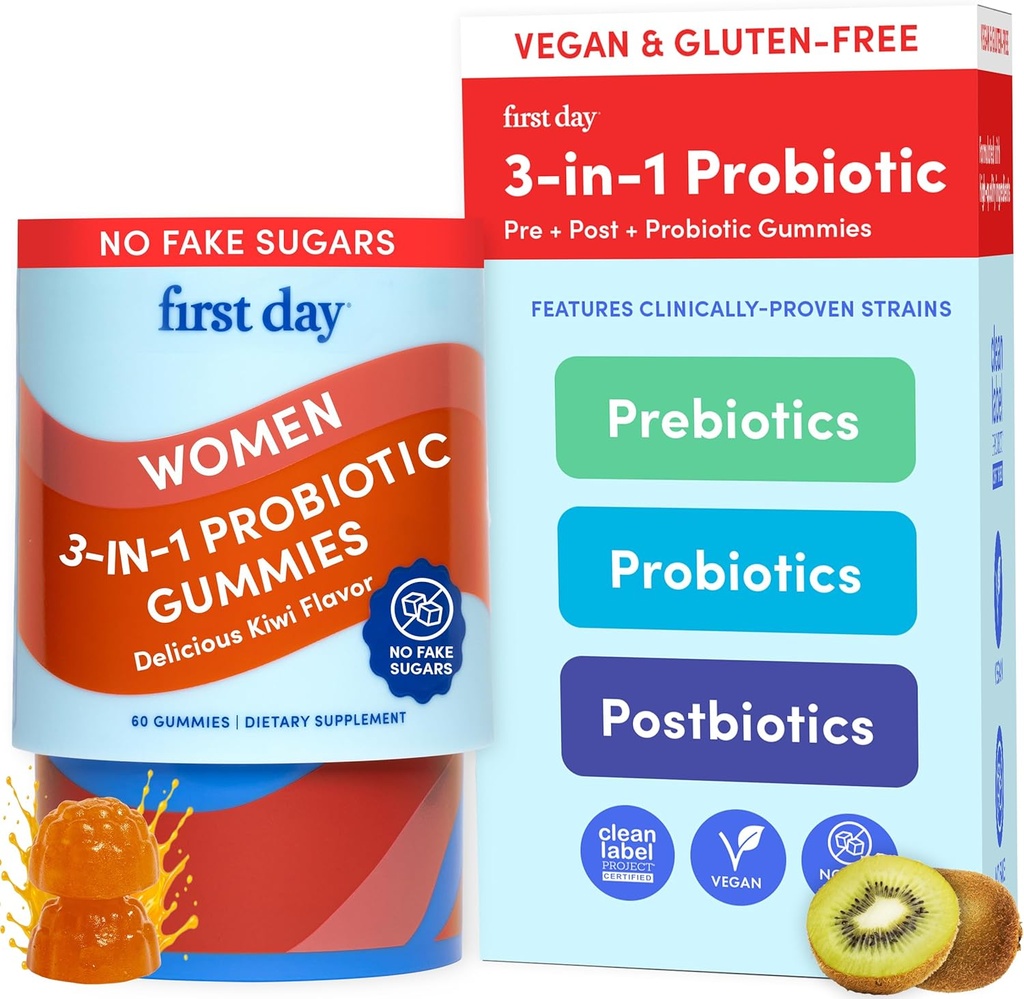 Önceki Gün Kadınları 3-in-1 Probiyotik Gummies – Prebiyotik + Probiyotik + Postbiyotik Supplement – Destekler Digestive & Oral Health, Immune Function & Energy Levels – 30-Day Supply