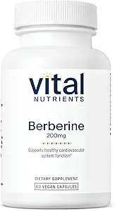 Vital Nutrients Berberine | Sağlıklı Bowel Fonksiyonlar ve Normal Triglyceride Seviyeler | Vegan Tamam | Gluten, Süt ve Soy Free | 200 mg | 60 Capsules