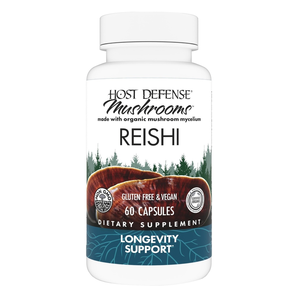 Host Defense Reishi Capsules - Heart & Immune Health Support Supplement - Mushroom Supplement to Support Energy & Vitality - Reishi Supplement to Aid General Well-Being - 60 Capsules (30 Hizmetler)*