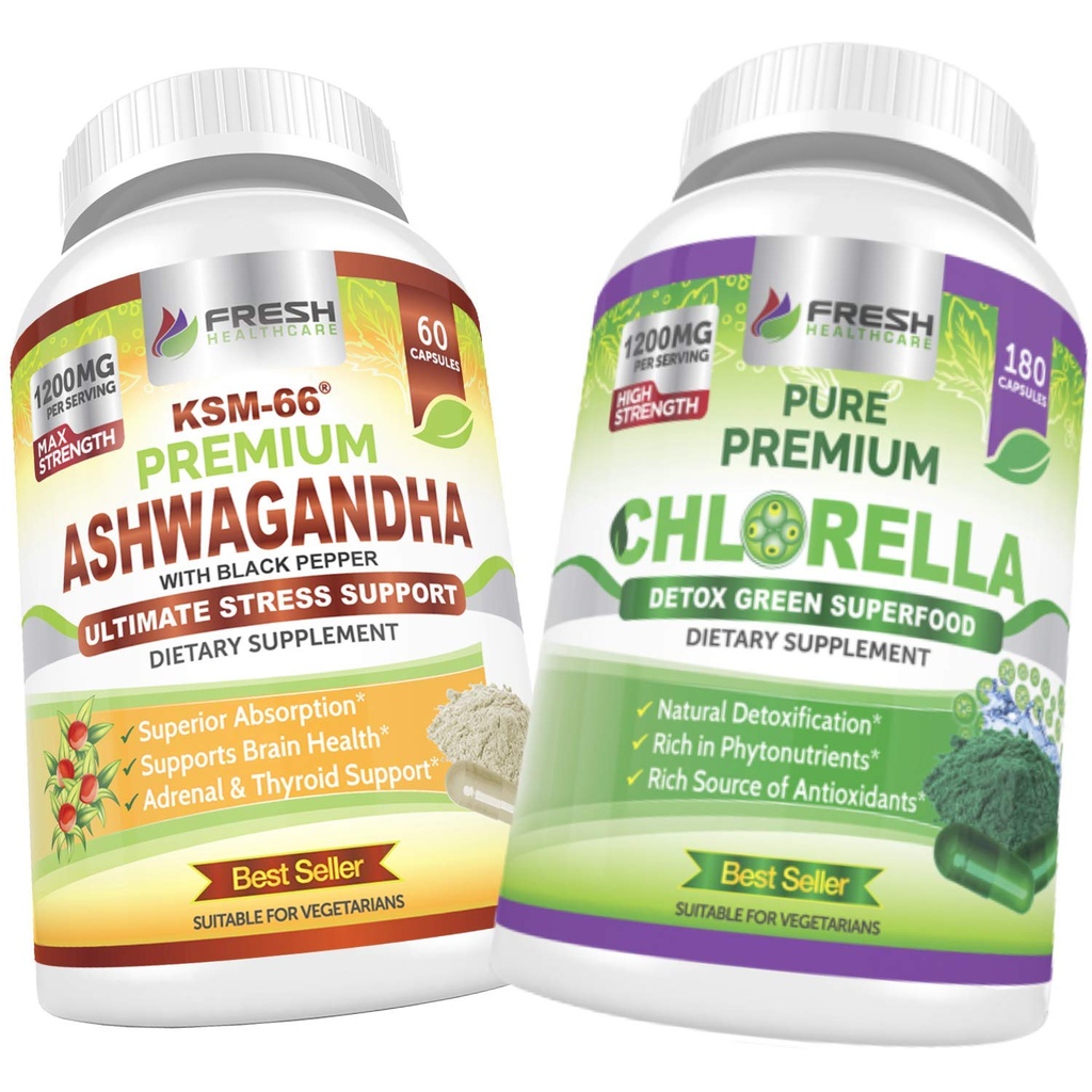 FRESH SACARE Ashwagandha KSM 66 ve Chlorella Detox Superfood -