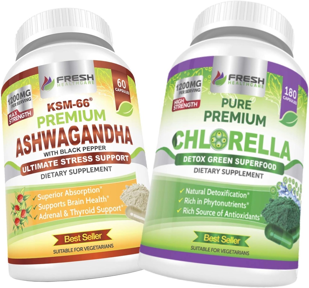 FRESH SACARE Ashwagandha KSM 66 ve Chlorella Detox Superfood -