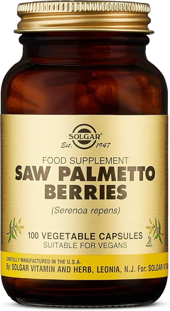 Solgar Saw Palmettoges, 100 Sebze Kapsülleri - Erkeklerin Sağlığı - Tam Potency - Non-GMO, Vegan, Gluten Free, Dairy Free, Kosher - 100 Hizmet
