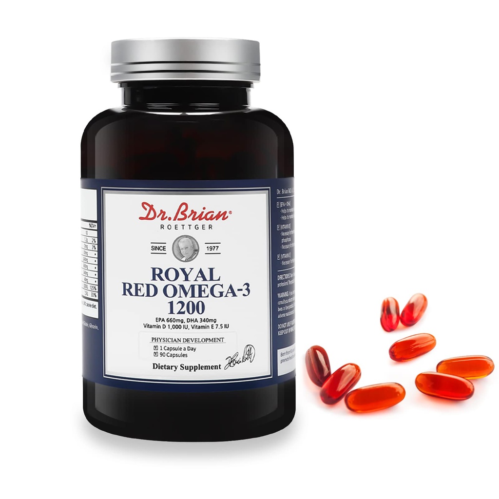 Dr. Brian Royal Red Omega 3 1200, Fish Oil συμπλήρωμα με EPA και DHA Omega3 Fish Oil Περιέχουν βιταμίνη D,E Omega-3 Υποστήριξη για τη Φυσική Υγεία - 90 Μαλακά Gels