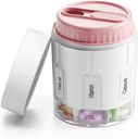 Daviky Pill Şişe Organizer, Supplement Organizer 7 Büyük Karşılaştırmalar, Seyahat Pill Akrilik Round Pill Box with Two Lids (Pinkk
