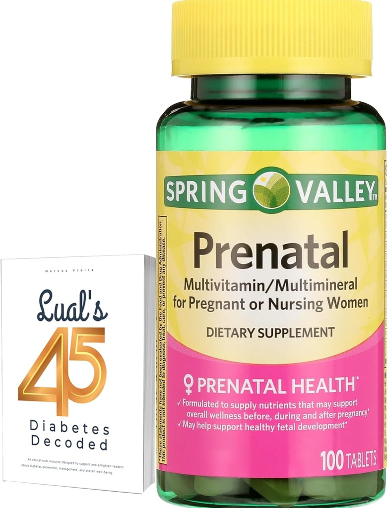 Spring Valley Prenatal Multivitamin 100 Tablet, Kadınlar için Prenatal Vitaminler, Gecikmeli Tamam, Sche with Luall's 45 Diabetes Decoded