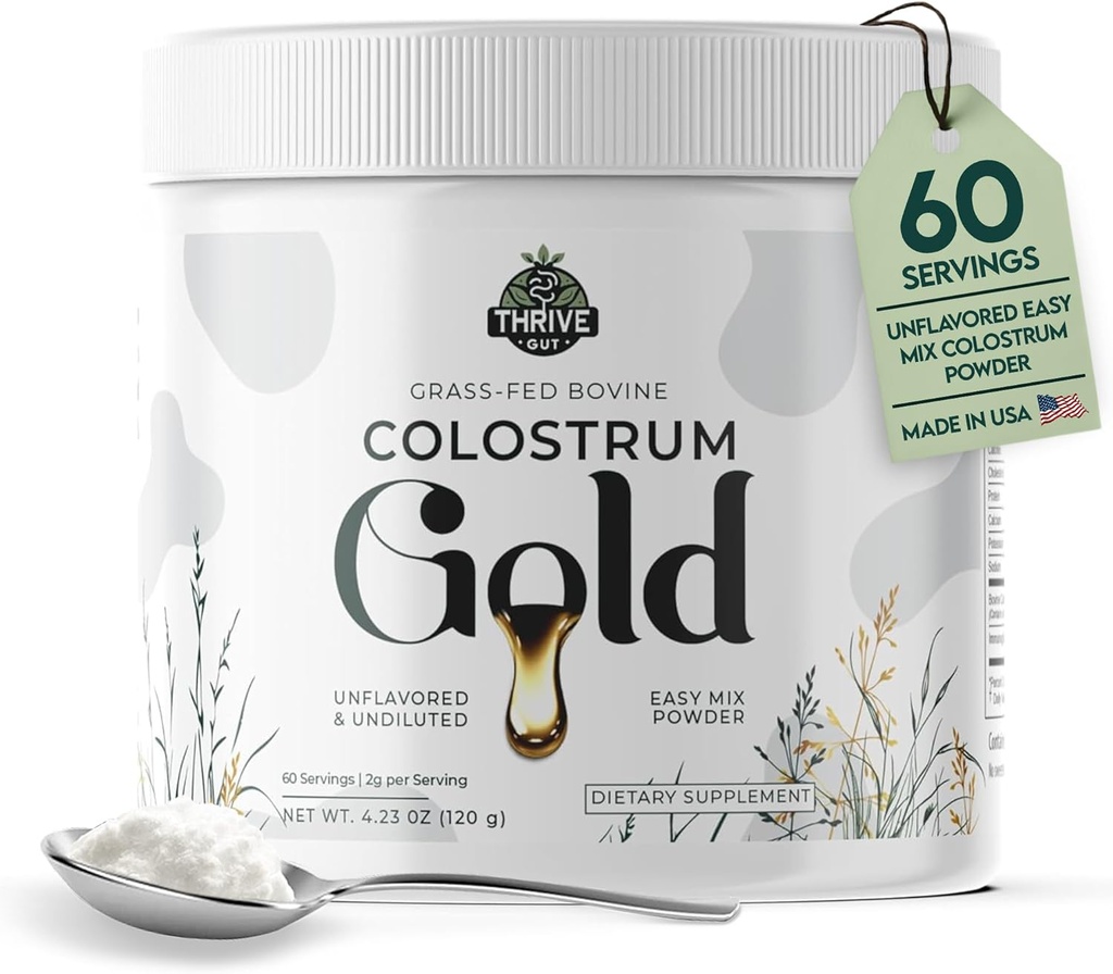 Colostrum Gold - Premium Grass-Fed Bovine Colostrum Toz Supplement for Immunity, Gut Health, Muscle & Wellness - Daily Superfood Supports Saç, Skin, Nails - Women & Men - Unflavored, 60 Hizmetler