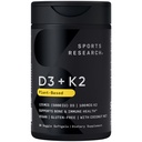 Sports Research Vegan Vitamin D3 + K2 Supplement with Organic Coconut Oil - 5000iu Vitamin D with 100mcg Mk7 Vitamin K - Υποστηρίζει το ασβέστιο για ισχυρότερη οστά & ανοσοποιητική υγεία - 30 Softgels για ενήλικες