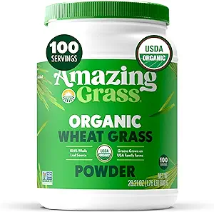 Amazing Grass Wheat Grass Toz: Enerji, Detox & Immunity Support, Chlorophyll Yeşiller, 100 Hizmet Verecek
