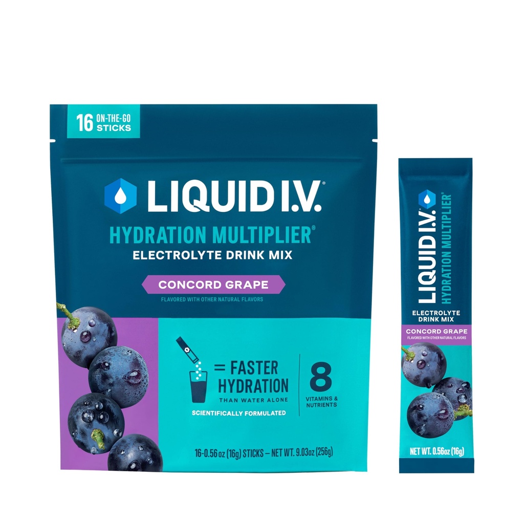 Sıvı I.V.® Hydration Multiplier - Concord Grape | Elektrolyte Toz İçecek Mix | 1 Pack (16 hizmet)
