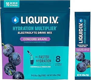 Sıvı I.V.® Hydration Multiplier - Concord Grape | Elektrolyte Toz İçecek Mix | 1 Pack (16 hizmet)