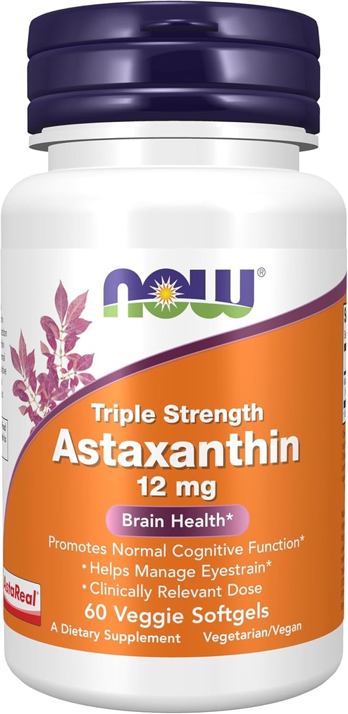 Şimdi Tamamlar, Triple Strength Astaxanthin 12 mg, Triple Strength, Brain Health*, Eye Strain*, 60 Veggie Softgels