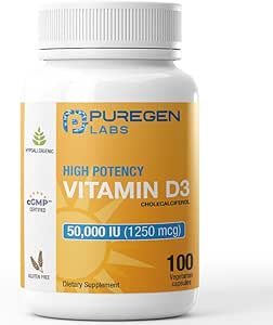 Safgen Laboratuvarları D3 50,000 IU (1250 mcg) 100 Hafta Sağlıklı Kas Fonksiyonları için Tedarik ve Immune Support, Non-GMO, Gluten Free 100 Sebze Kapsülleri