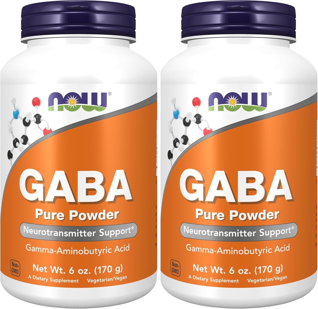 Şimdi Tamamlar, GABA (Gamma-Aminobutyric Acid) Toz, Nörotransmitter Desteği*, 6Ounce (Pack of 2)