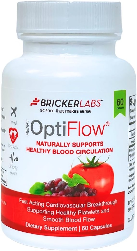 Bricker Labs OptiFlow Kan Circulation Vitamins, Doğal Kan Akışı, Contains FruitFlow ve resVida Trans resveratrol. Blood Optimizer Supplement 60 Capsules
